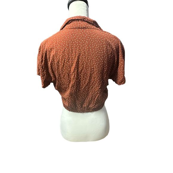 Garage Crop Top Short Sleeve Brown and White Small - Picture 3 of 4